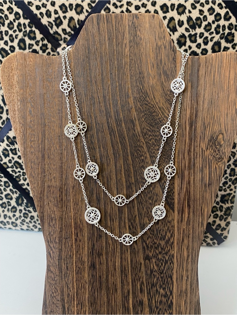 Dana Buchman Silver-Tone Rhinestone Filigree Multi-Station Necklace 36”